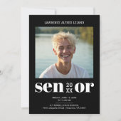  BW Modern Editorial Senior Photo Cool Graduate  Kaart (Voorkant)