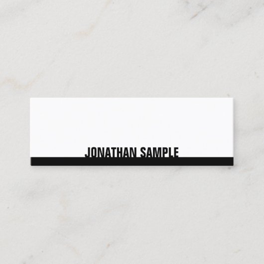 BW Modern Elegant Zwart Wit Plain Professional Mini Visitekaartje (Voorkant)