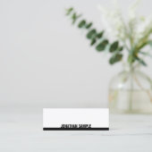 BW Modern Elegant Zwart Wit Plain Professional Mini Visitekaartje (Staand voorkant)
