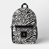 BW-monogram dierlijk Zebra-huidpatroon Bedrukte Rugzak (Voorkant)