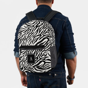 BW-monogram dierlijk Zebra-huidpatroon Bedrukte Rugzak
