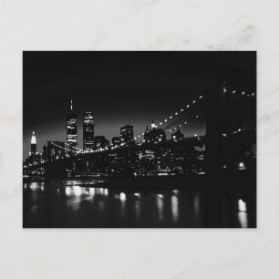 BW New York City bij nacht - New York City Skyline Briefkaart