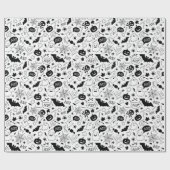 BW Pattern Art Halloween Pattern Halloween Art Cadeaupapier (Vlak)