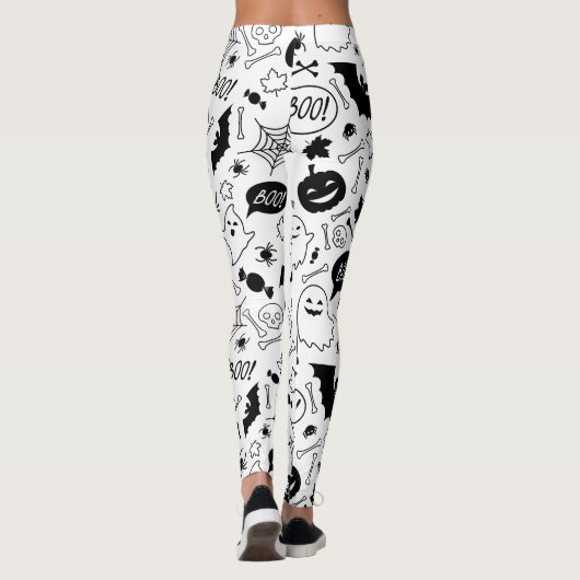 BW Pattern Art Halloween Pattern Halloween Art Leggings (Achterkant)