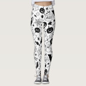 BW Pattern Art Halloween Pattern Halloween Art Leggings (Voorkant)