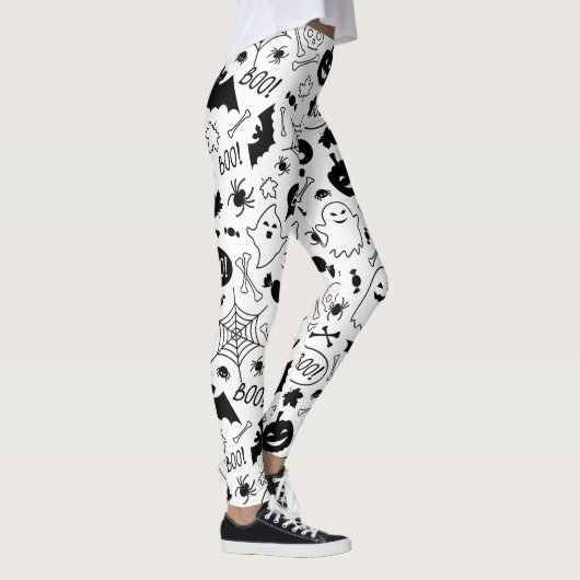 BW Pattern Art Halloween Pattern Halloween Art Leggings (Rechts)