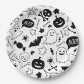BW Pattern Art Halloween Pattern Halloween Art Papieren Bordje (Voorkant)