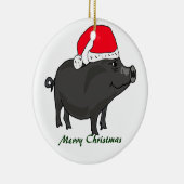 BW- Pot Bellied Pig in Santa Hat Ornament (Rechts)