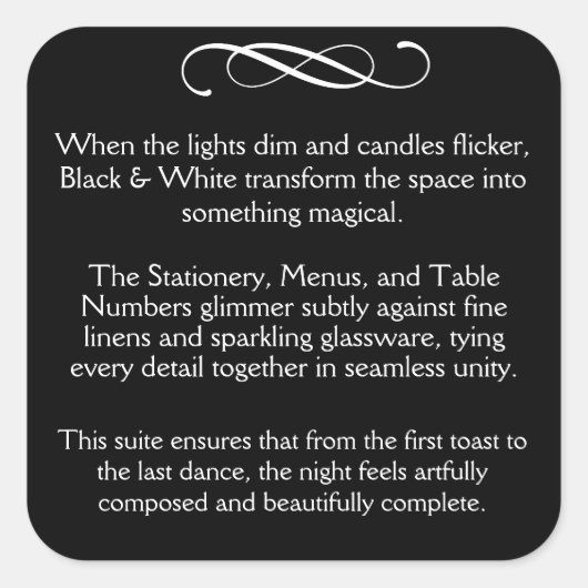 BW Reception Vierkante Sticker (Voorkant)