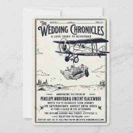 BW Retro Whimsical Huwelijksuitnodiging Koppel Kaart
