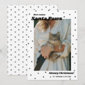 BW Santa Paws Meowy kerstkat-fotokaart Feestdagenkaart (Voorkant / Achterkant)