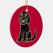 BW - Schattige Black Labradoodle Ornament (Rechts)