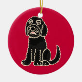 BW - Schattige Black Labradoodle Ornament (Voorkant)