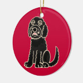BW - Schattige Black Labradoodle Ornament (Links)