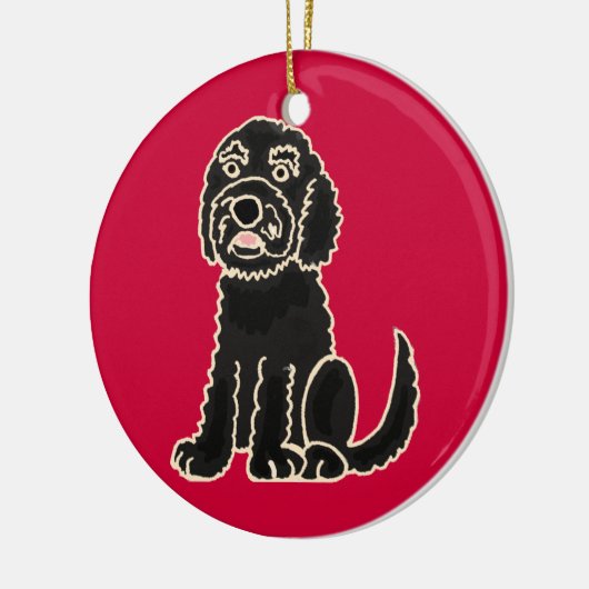 BW - Schattige Black Labradoodle Ornament (Links)
