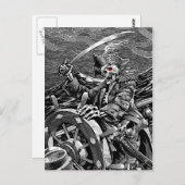 BW Skeleton Pirate Briefkaart (Voorkant / Achterkant)