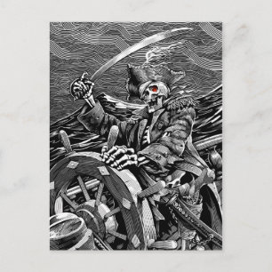 BW Skeleton Pirate Briefkaart