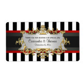 BW Streep, zwart rood lint H Wijnflesje Label (Voorkant)