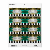 BW Stripe, Black Gold Damask H Wine Flaconetiket Etiket (Full Sheet)