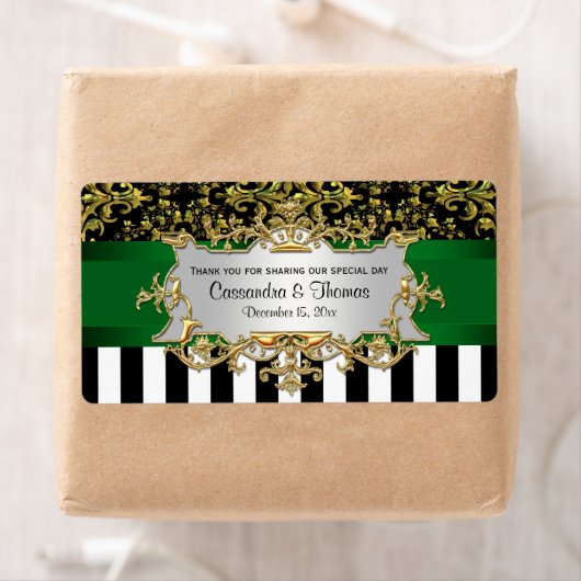 BW Stripe, Black Gold Damask H Wine Flaconetiket Etiket (Insitu)