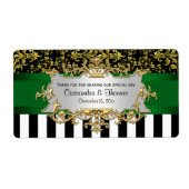 BW Stripe, Black Gold Damask H Wine Flaconetiket Etiket (Voorkant)