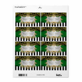 BW Stripe, Black Gold Damask H Wine Flaconetiket Etiket (Full Sheet)