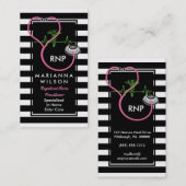 BW Stripes Moderne verpleegstethescoop Visitekaartje (Voorkant / Achterkant)