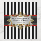 BW V Stripe Black Red Ribbon Wine Flaconetiket Wijn Etiket (Enkel label)
