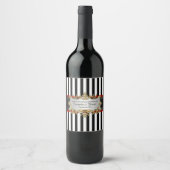 BW V Stripe Black Red Ribbon Wine Flaconetiket Wijn Etiket (Voorkant)