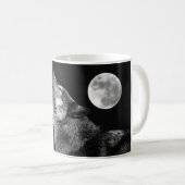 BW Wolf Howling bij Moon Koffiemok (Voorkant rechts)