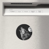 BW Wolf Howling bij Moon Magneet (Insitu (Vaatwasser))