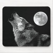 BW Wolf Howling bij Moon Muismat (Voorkant)