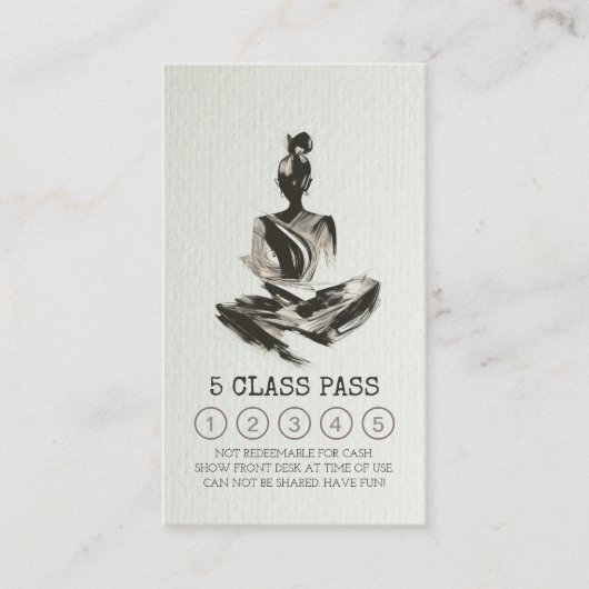BW Yoga Instructeur Brushstrokes Class Pass Loyali Klantenkaartje (Voorkant)