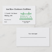 BWCA AFSPRAKENKAARTJE (Voorkant / Achterkant)