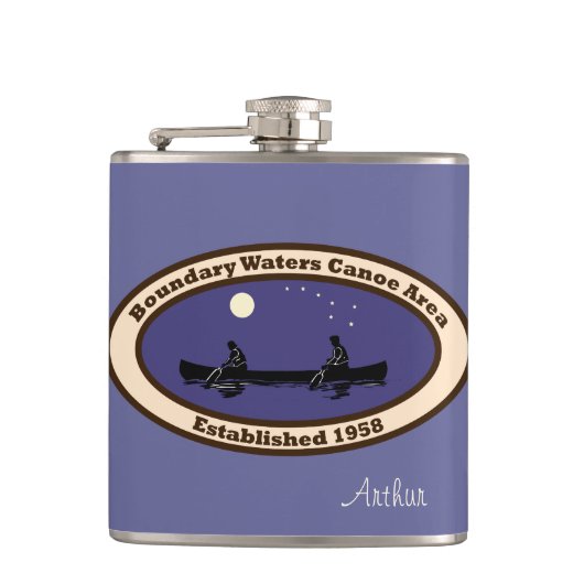 BWCA Emblem met 2 Canoësten Heupfles (Voorkant)