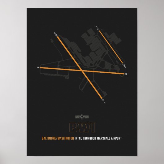 BWI - Baltimore/Washington Airport Diagram Poster (Voorkant)