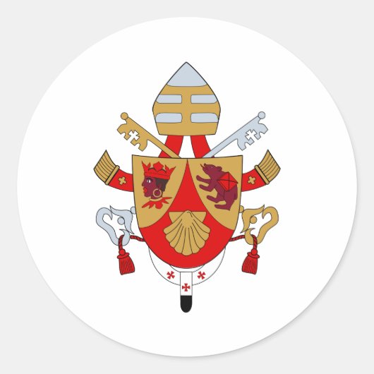BXVI Pope Coat Embleem Heraldry officieel symbool Ronde Sticker (Voorkant)