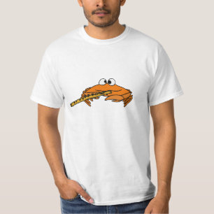 BY-Crab die het T-shirt met de Flute afspeelt