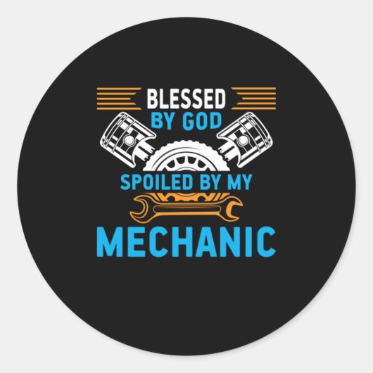 By God By Mechanic Ronde Sticker (Voorkant)