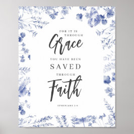 By Grace, Through Faith Ephesians 2:8 Chinoiserie Poster