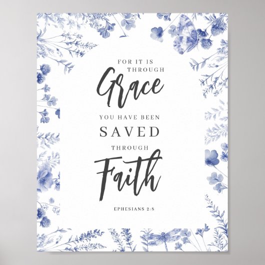 By Grace, Through Faith Ephesians 2:8 Chinoiserie Poster (Voorkant)