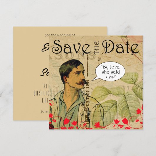 "By Jove zei ze ja" Save the Date Aankondiging (Voorkant / Achterkant)