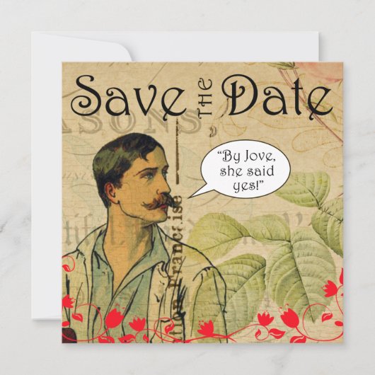"By Jove zei ze ja" Save the Date Aankondiging (Voorkant)