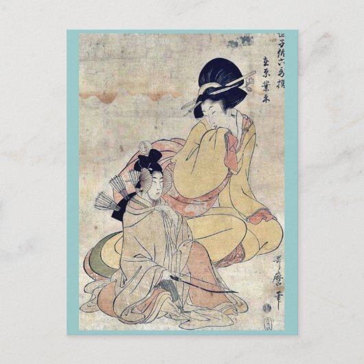by Kitagawa, Utamaro Ukiyo-e. Briefkaart (Voorkant)