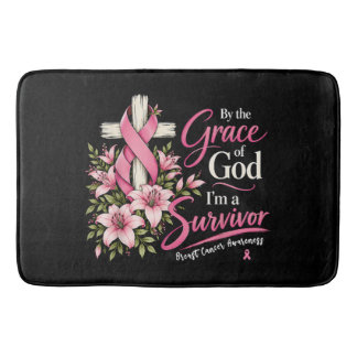 By The Grace God I'm A Survivor Breast Cancer Badmat