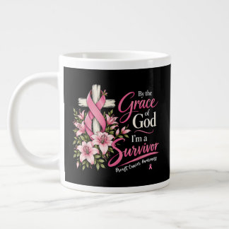 By The Grace God I'm A Survivor Breast Cancer Grote Koffiekop
