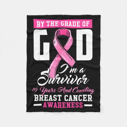 By The Grace Of God Survivor 10 Year Breast Cancer Fleece Deken (Voorkant)