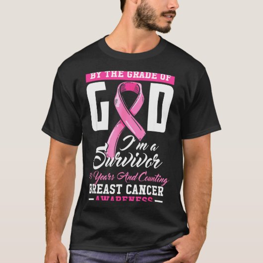 By The Grace Of God Survivor 10 Year Breast Cancer T-shirt (Voorkant)