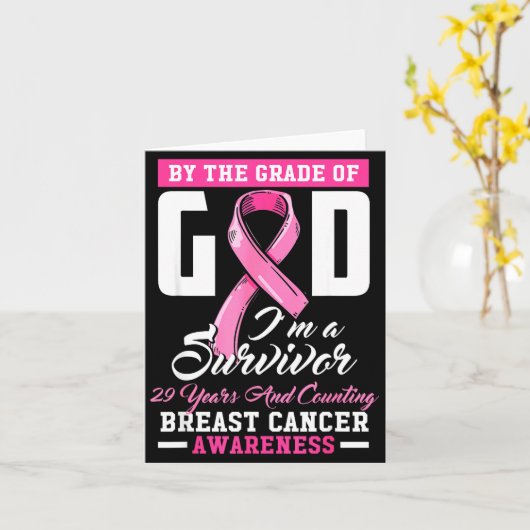 By The Grace Of God Survivor 29 Year Breast Cancer Kaart (Gele Bloem)