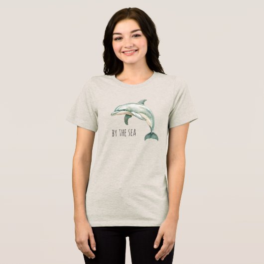By the sea dolphin Tri-Blend shirt (Voorkant volledig)